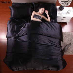 HOT! 100% pure satin silk bedding set
